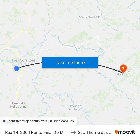 Rua 14, 330 | Ponto Final Do Monte Verde to São Thomé das Letras map