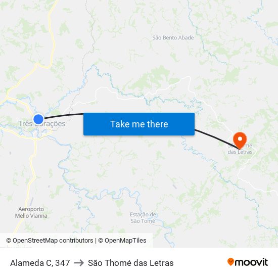Alameda C, 347 to São Thomé das Letras map