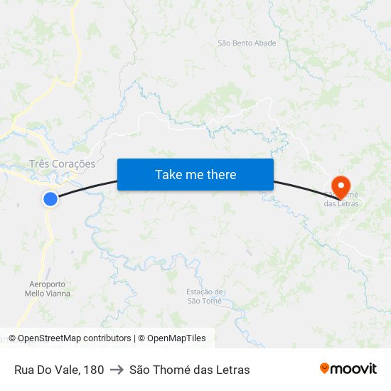 Rua Do Vale, 180 to São Thomé das Letras map