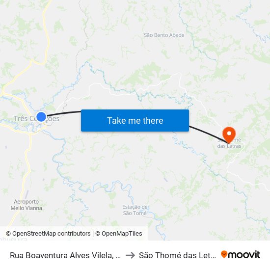 Rua Boaventura Alves Vilela, 318 to São Thomé das Letras map