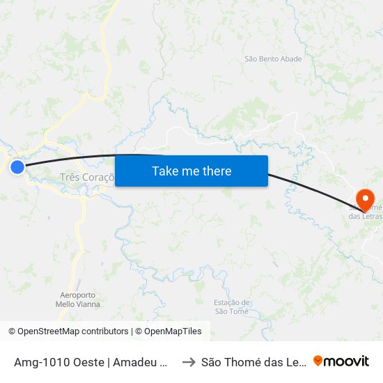 Amg-1010 Oeste | Amadeu Miguel to São Thomé das Letras map