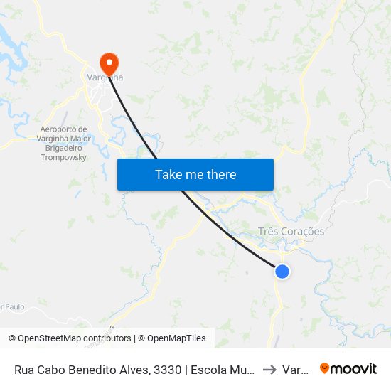 Rua Cabo Benedito Alves, 3330 | Escola Municipal Dona Maria Laura to Varginha map