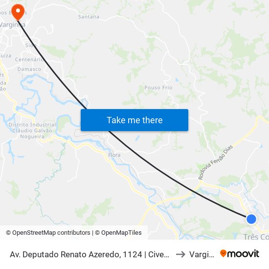 Av. Deputado Renato Azeredo, 1124 | Cive/Bombeiros to Varginha map