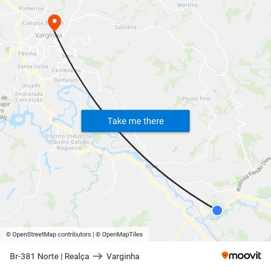 Br-381 Norte | Realça to Varginha map