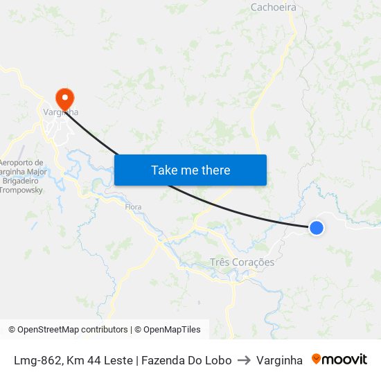 Lmg-862, Km 44 Leste | Fazenda Do Lobo to Varginha map