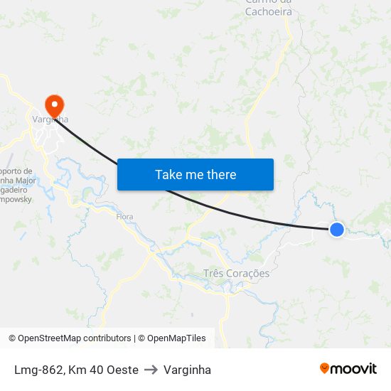 Lmg-862, Km 40 Oeste to Varginha map