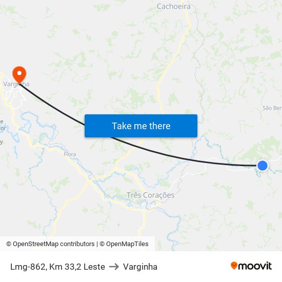 Lmg-862, Km 33,2 Leste to Varginha map