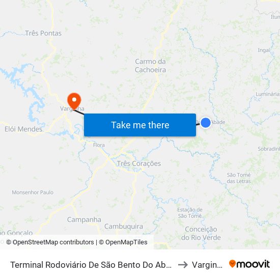 Terminal Rodoviário De São Bento Do Abade to Varginha map