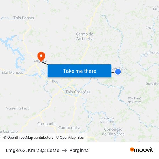 Lmg-862, Km 23,2 Leste to Varginha map