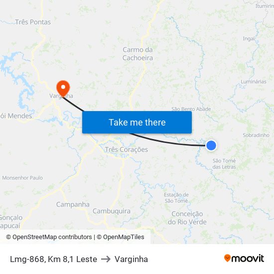 Lmg-868, Km 8,1 Leste to Varginha map