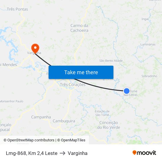 Lmg-868, Km 2,4 Leste to Varginha map