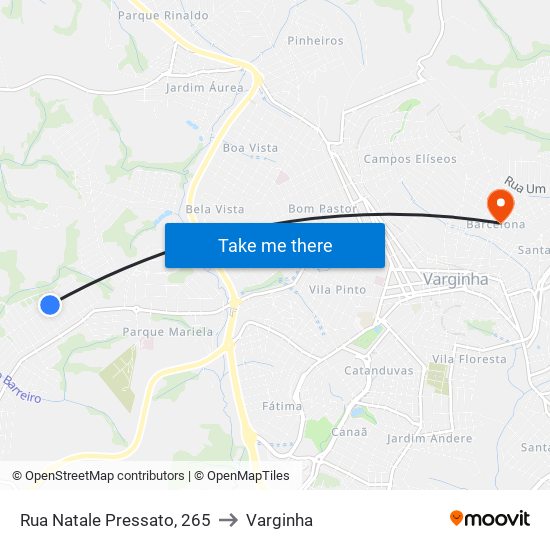 Rua Natale Pressato, 265 to Varginha map