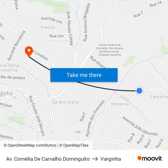 Av. Cornélia De Carvalho Dominguito to Varginha map