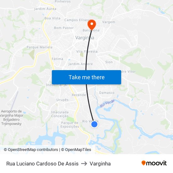 Rua Luciano Cardoso De Assis to Varginha map