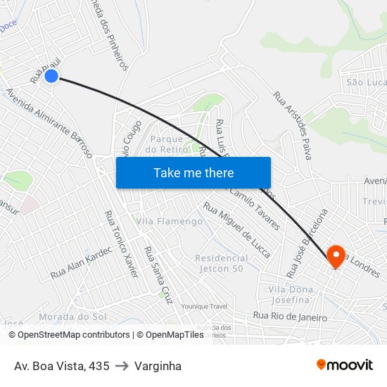 Av. Boa Vista, 435 to Varginha map