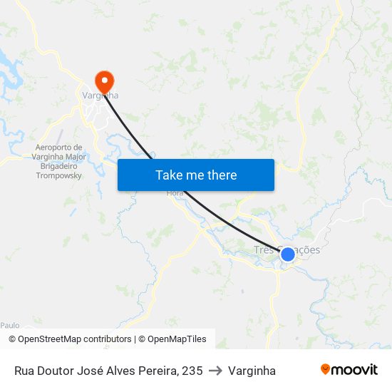 Rua Doutor José Alves Pereira, 235 to Varginha map