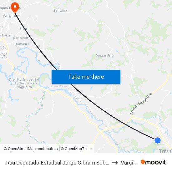 Rua Deputado Estadual Jorge Gibram Sobrinho, 361 to Varginha map