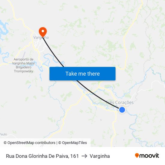 Rua Dona Glorinha De Paiva, 161 to Varginha map