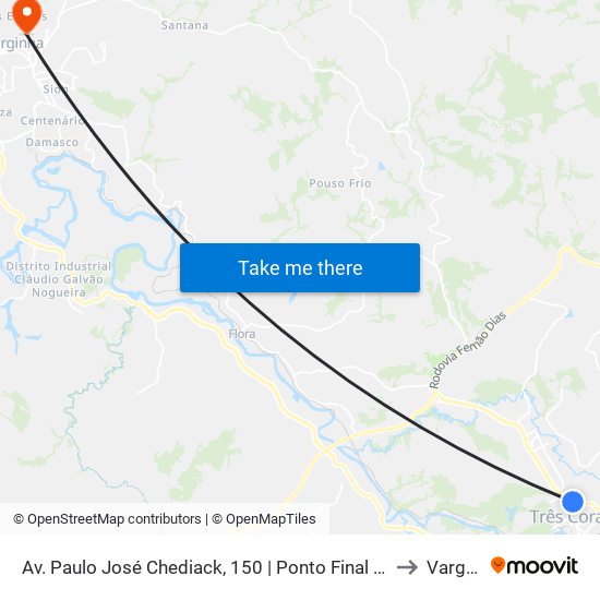 Av. Paulo José Chediack, 150 | Ponto Final Do Jardim Orion to Varginha map