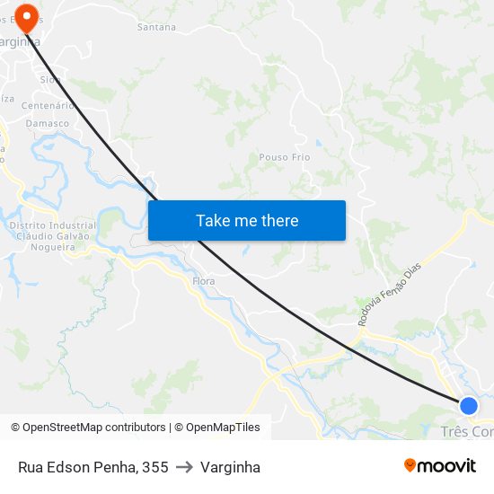 Rua Edson Penha, 355 to Varginha map