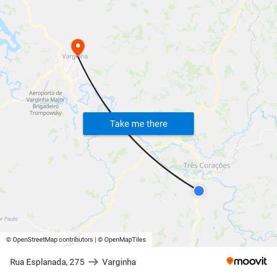 Rua Esplanada, 275 to Varginha map