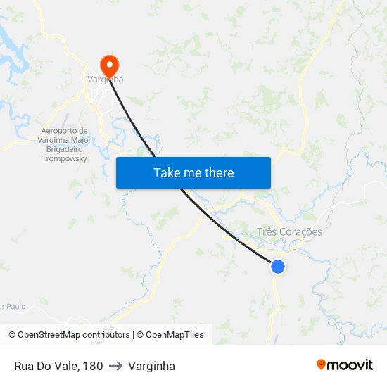Rua Do Vale, 180 to Varginha map