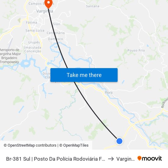 Br-381 Sul | Posto Da Polícia Rodoviária Federal to Varginha map