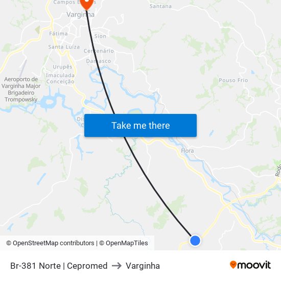 Br-381 Norte | Cepromed to Varginha map