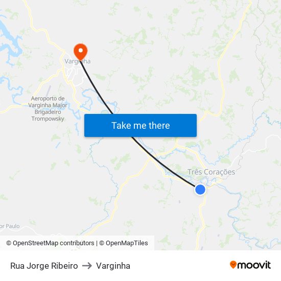 Rua Jorge Ribeiro to Varginha map