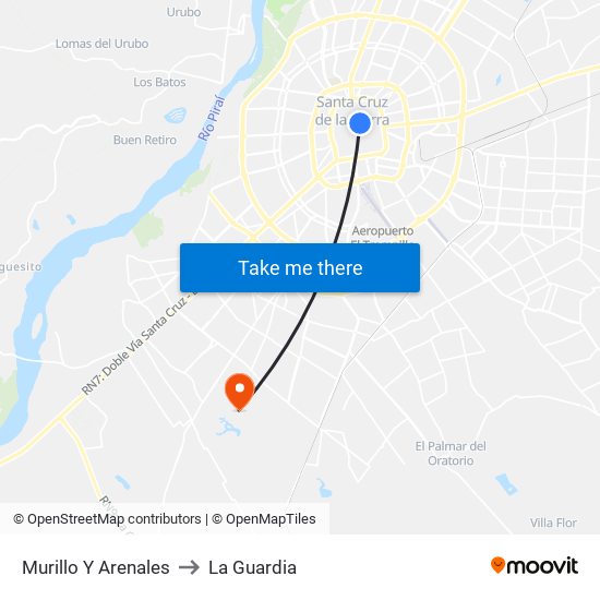 Murillo Y Arenales to La Guardia map