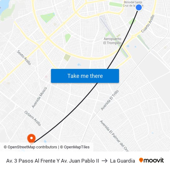 Av. 3 Pasos Al Frente Y Av. Juan Pablo II to La Guardia map