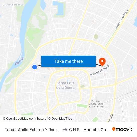 Tercer Anillo Externo Y Radial 23 to C.N.S. - Hospital Obrero map