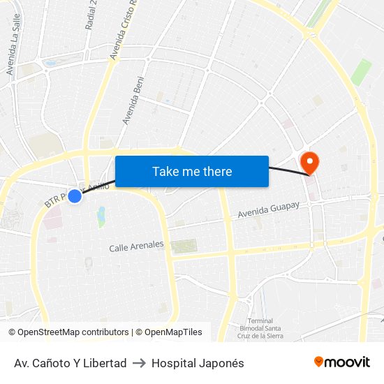 Av. Cañoto Y Libertad to Hospital Japonés map