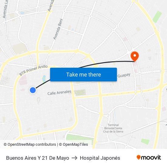 Buenos Aires Y 21 De Mayo to Hospital Japonés map