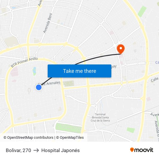 Bolivar, 270 to Hospital Japonés map