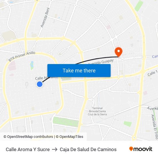 Calle Aroma Y Sucre to Caja De Salud De Caminos map