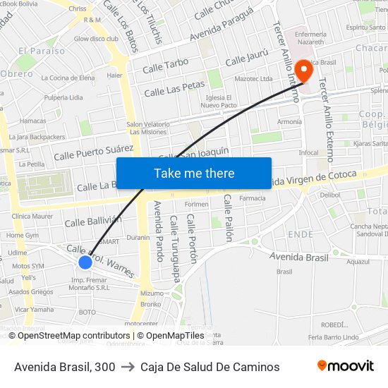 Avenida Brasil, 300 to Caja De Salud De Caminos map