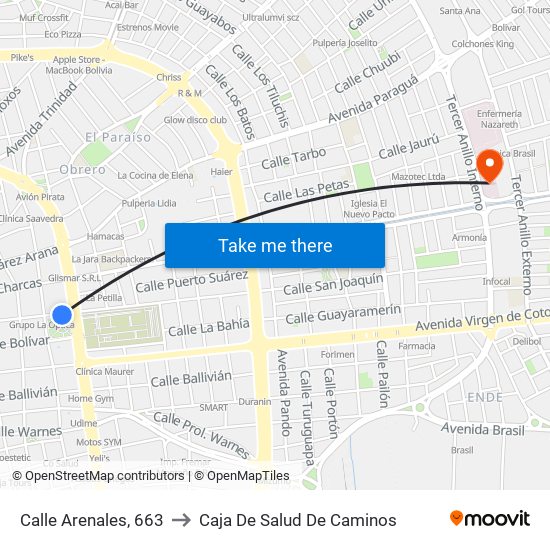 Calle Arenales, 663 to Caja De Salud De Caminos map