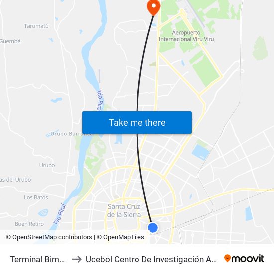 Terminal Bimodal to Ucebol Centro De Investigación Agrícola map