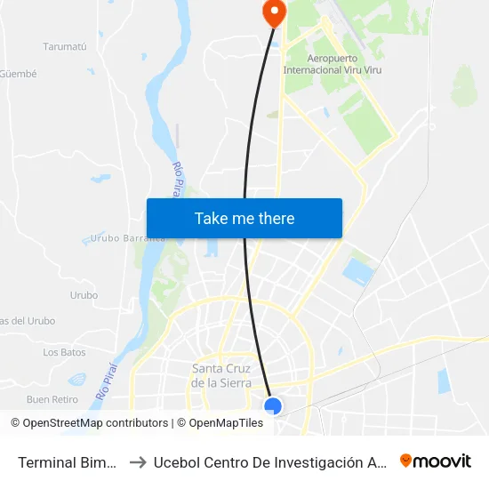Terminal Bimodal to Ucebol Centro De Investigación Agrícola map
