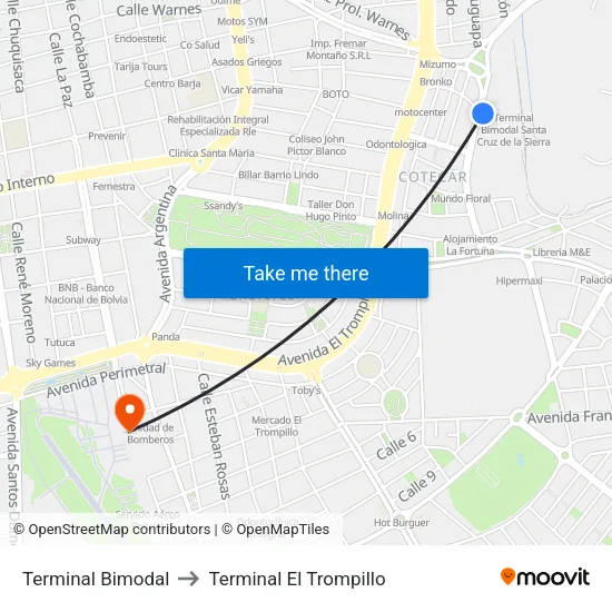 Terminal Bimodal to Terminal El Trompillo map