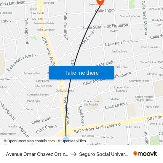 Avenue Omar Chavez Ortiz, 1151 to Seguro Social Universitario map