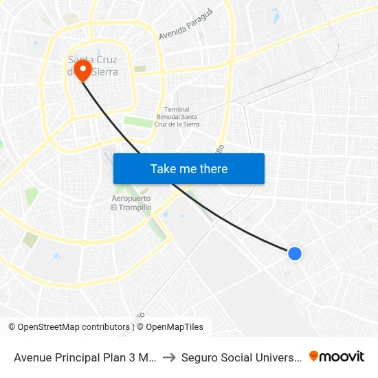 Avenue Principal Plan 3 Mil 100 to Seguro Social Universitario map