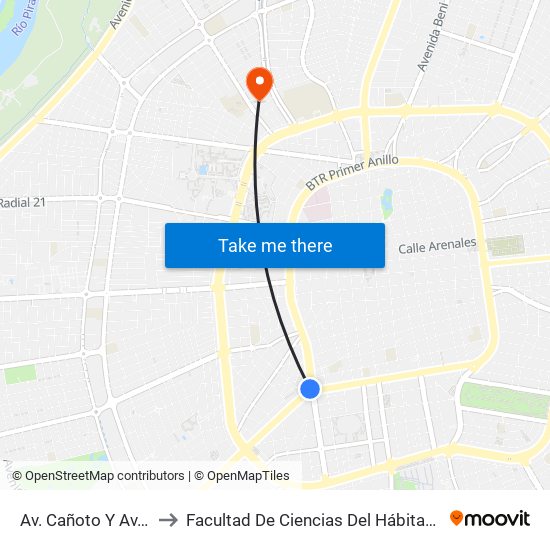 Av. Cañoto Y Av. Grigotá to Facultad De Ciencias Del Hábitat, Diseño Y Arte map