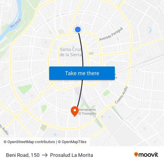 Beni Road, 150 to Prosalud La Morita map