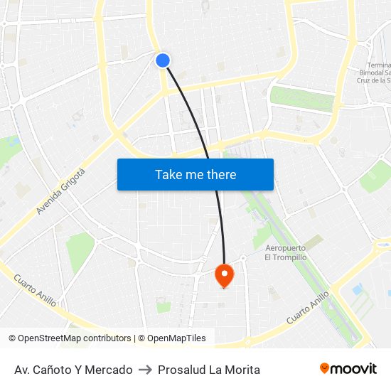 Av. Cañoto Y Mercado to Prosalud La Morita map