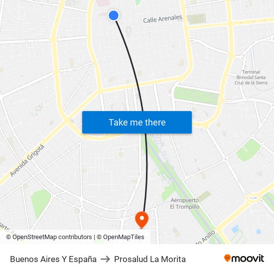 Buenos Aires Y España to Prosalud La Morita map