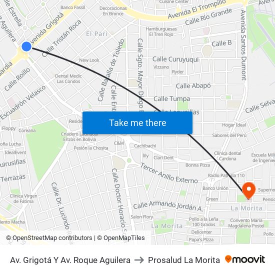 Av. Grigotá Y Av. Roque Aguilera to Prosalud La Morita map