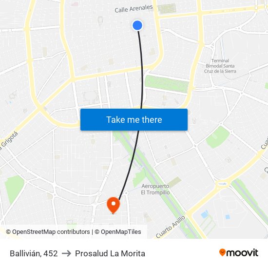 Ballivián, 452 to Prosalud La Morita map