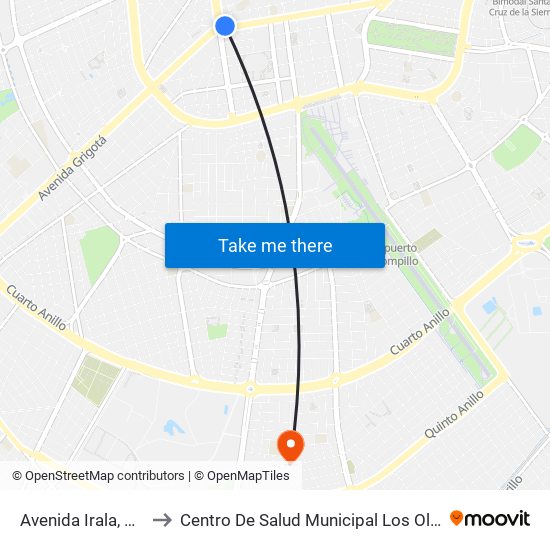 Avenida Irala, 711 to Centro De Salud Municipal Los Olivos map